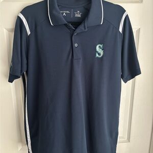 Antigua Men's Dark Blue Polo with White Accents